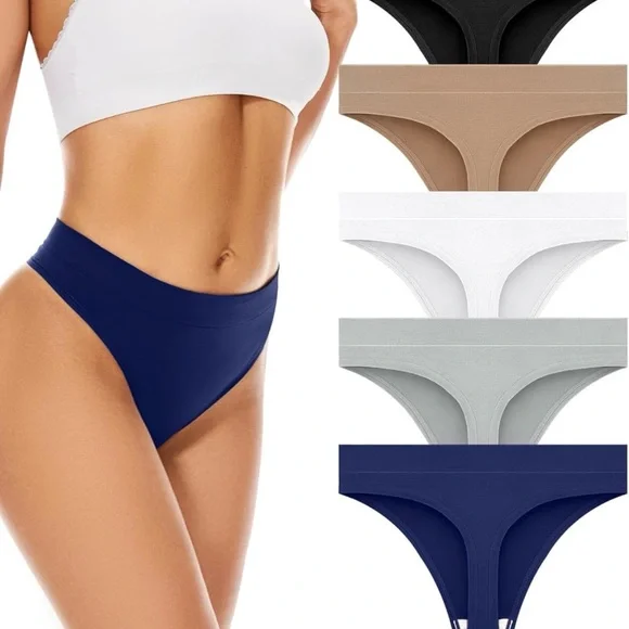 Women's Seamless Panties - Black, Tan, White, Gray, Navy size large - Picture 1 of 3